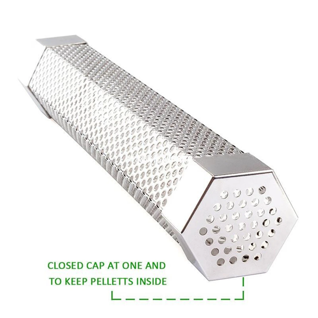 

6 inch/12InchSmoker Tube BBQ Stainless Steel Perforated Mesh Smoker Tube Filter Gadget Generator Pellet Smoking Barbecue Mesh