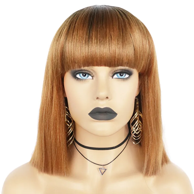 

Lady Shoulder Length Blonde Straight Wig 100% Kanekalon Synthetic Wig With Bang For Women Daily Party Use Nature Looking Wig