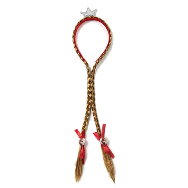 Red Flower Wig Детские парики для костюмированной вечеринки для девочек, платье принцессы Эльзы, вечерние парики для костюмированной вечеринки, жасмин Моана Ариэль, аксессуары для костюма Рапунцель, коса, парик - Цвет: Red Flower Wig