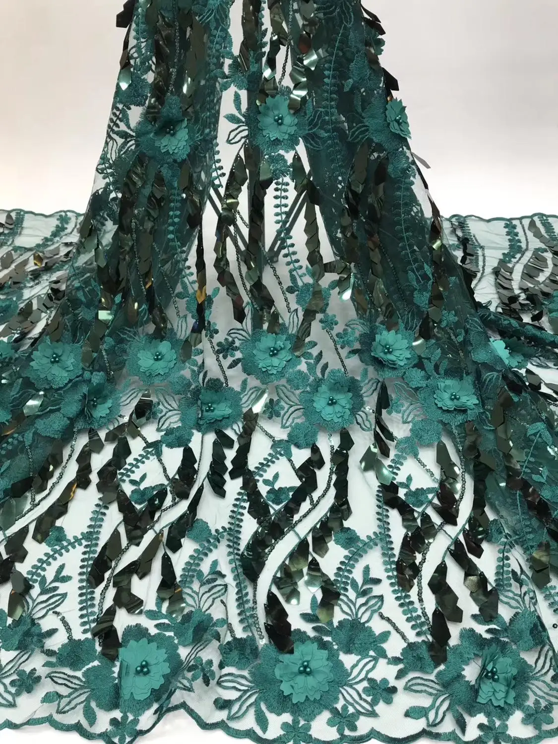 Новейшая 5 цветов на выбор кружевная ткань с вышивкой и пайетками африканская