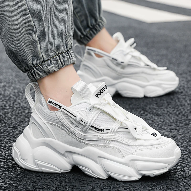 

Casual Sports Men's Shoes Autumn and Winter New Breathable Retro Trend Fashion Couple Models Increased Thick Bottom Solid Color