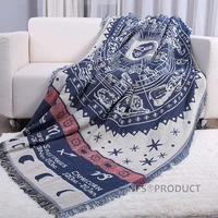 zodiac throw blanket 130x180cm knitted cotton bed spread couch covering quilt decorative bed sheet floor mat carpet with tassels