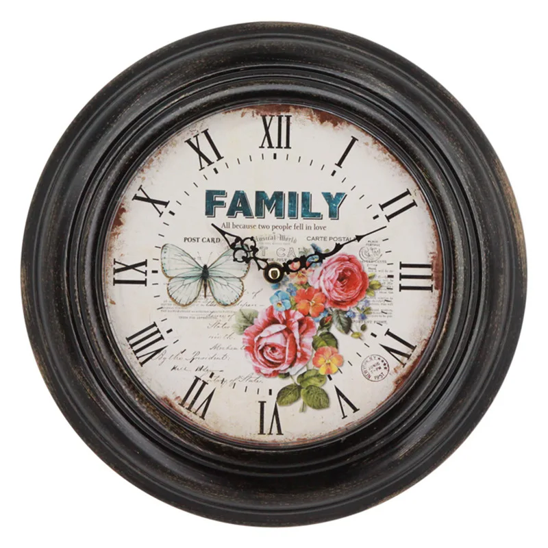 

Круглые Настенные часы в европейском стиле для гостиной, модные креативные простые украшения в ретро стиле, Цифровые кварцевые часы