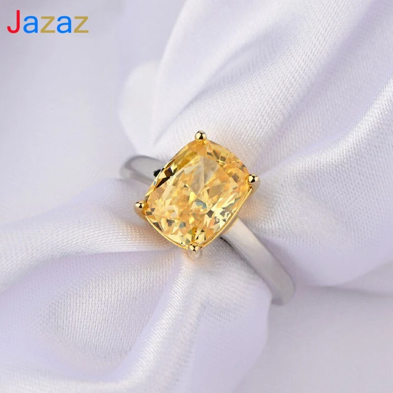 

Jazaz 100% 925 Sterling Silver Ring Women Spark High Carbon Diamond Topaz Wedding Anniversary Party Bridal Fine Jewelry B0705