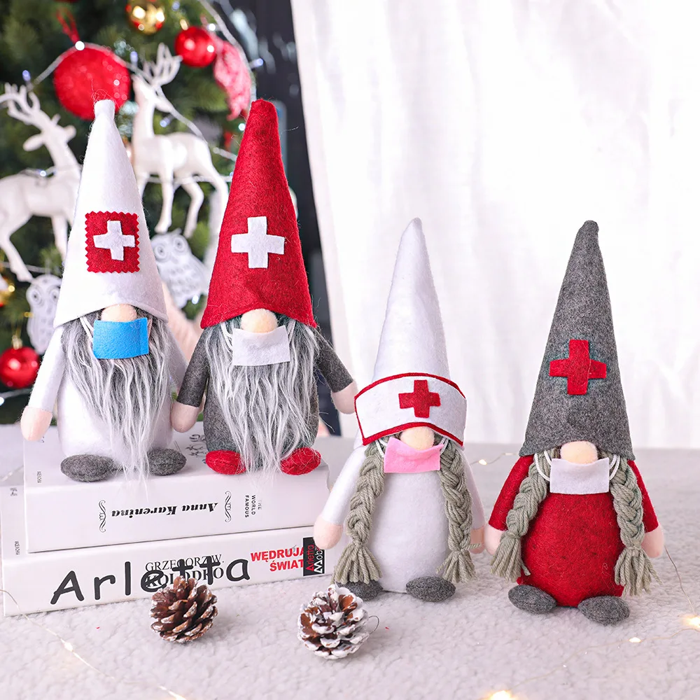 

27x13cm Merry Christmas Decoration Doctors Nurses Santa Claus Faceless Dolls Ornaments Pendants For Xmas Party Kids Child Favor