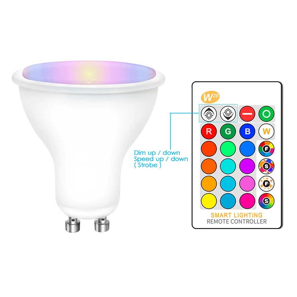 

GU10 RGB Smart Bulb 5W 16 Colour LED Changing Light Lamp IR Remote Spot Control