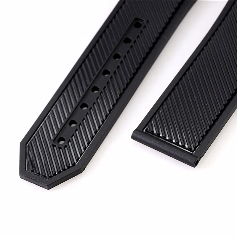 29mm 17mm fit for HUBLO classic usion big ban series male black striped silicone watch strap bracelet wristband accessories