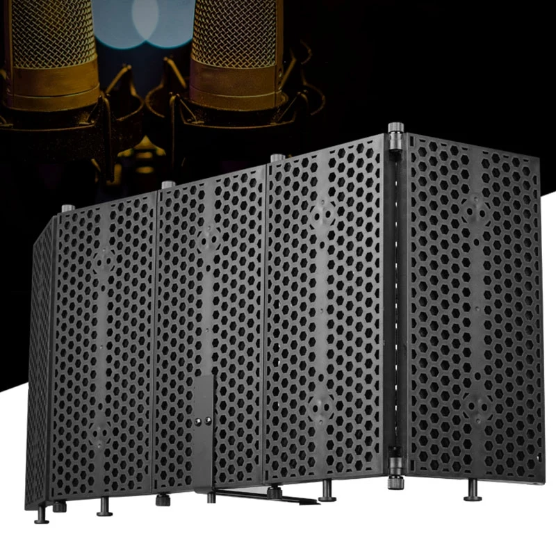 

Acoustic Folding 5 Panel Microphone Isolation Shield Recording Sound Absorber Foam Panel Use for Recording Studio