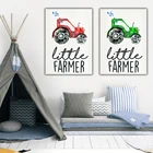 Скандинавский холст HD маленький фермер плакат и трактор печать искусство Масляная живопись для мальчиков детская комната картины настенное украшение