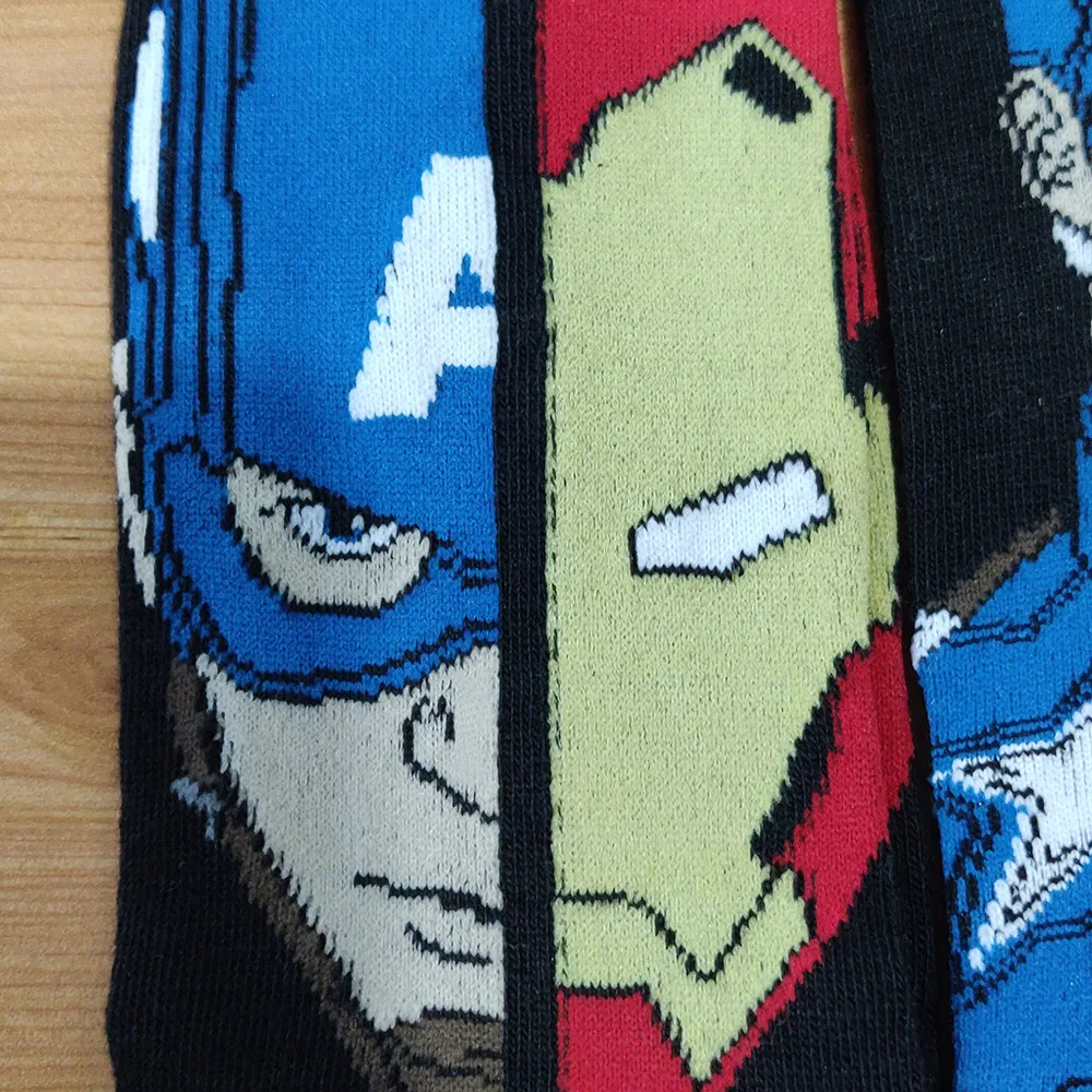 10 Pairs/Pack Marvel Comics Hero General Socks cartoon Iron Man Captain America Warm Stitching pattern increase size Big Sock