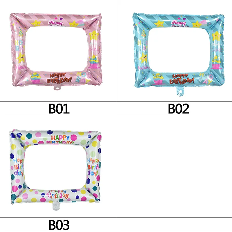 

1/2pcs Aluminum Foil Balloon Photo Frame Happy Birthday Photo Props Family Photo Booth Baby Shower Birthday Party Decorations