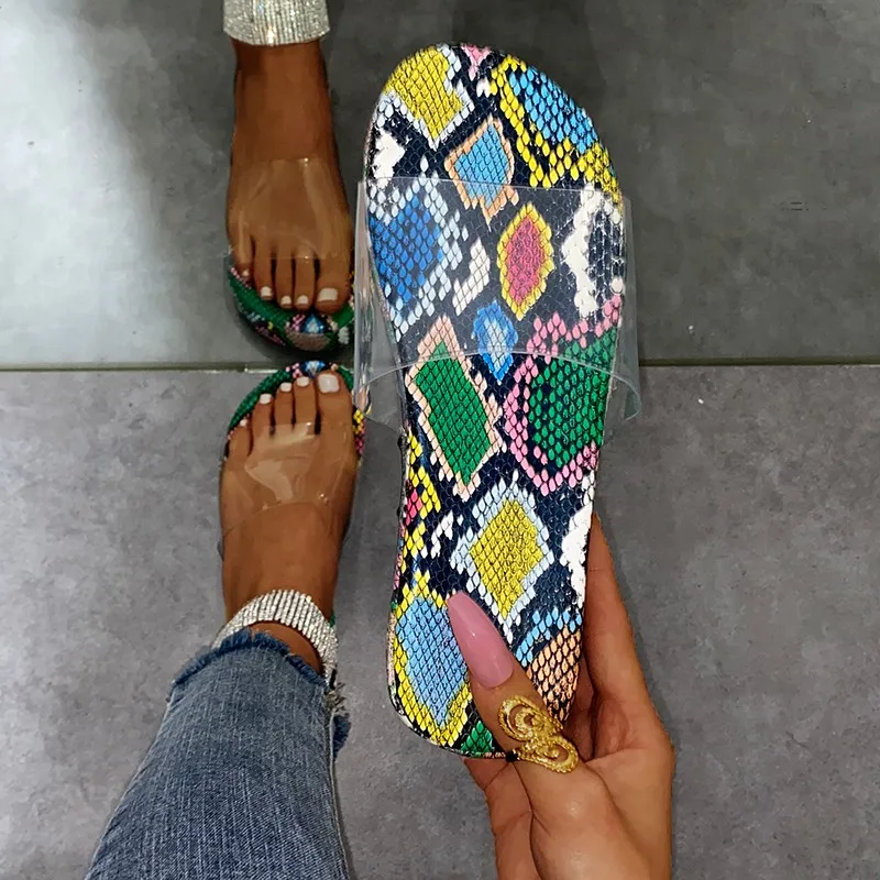 

2021 Summer New Snake Pattern Women Casual Sandals Fashion Comfortable Jelly Women's Sandals Plus Size Platform One Word Sandals