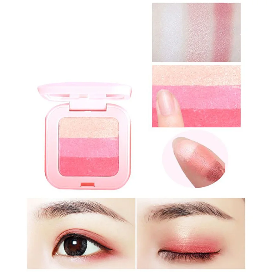 Три цвета выпечки тени для век длительный водонепроницаемый матовый блеск Тени