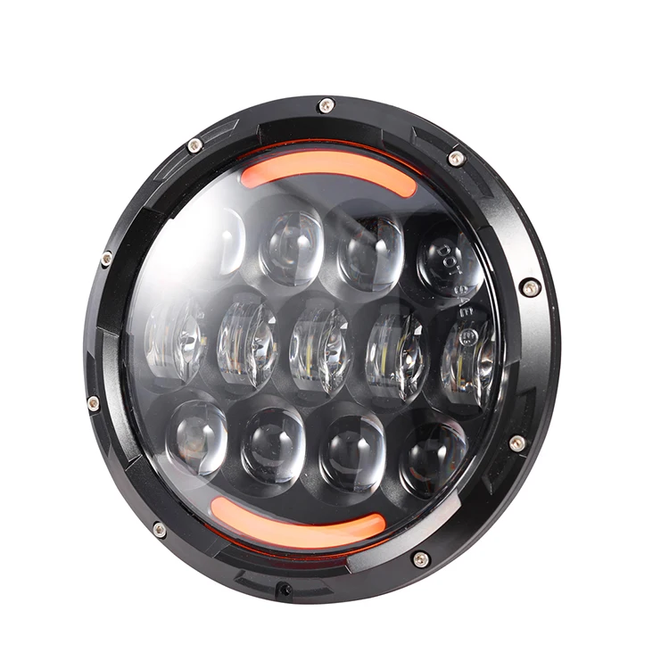 

7'' 7 Inch Led Projector Headlight Headlamp H4 105W Halo with Angel Eyes Amber Turning Light for Jeep Wrangler JK JL
