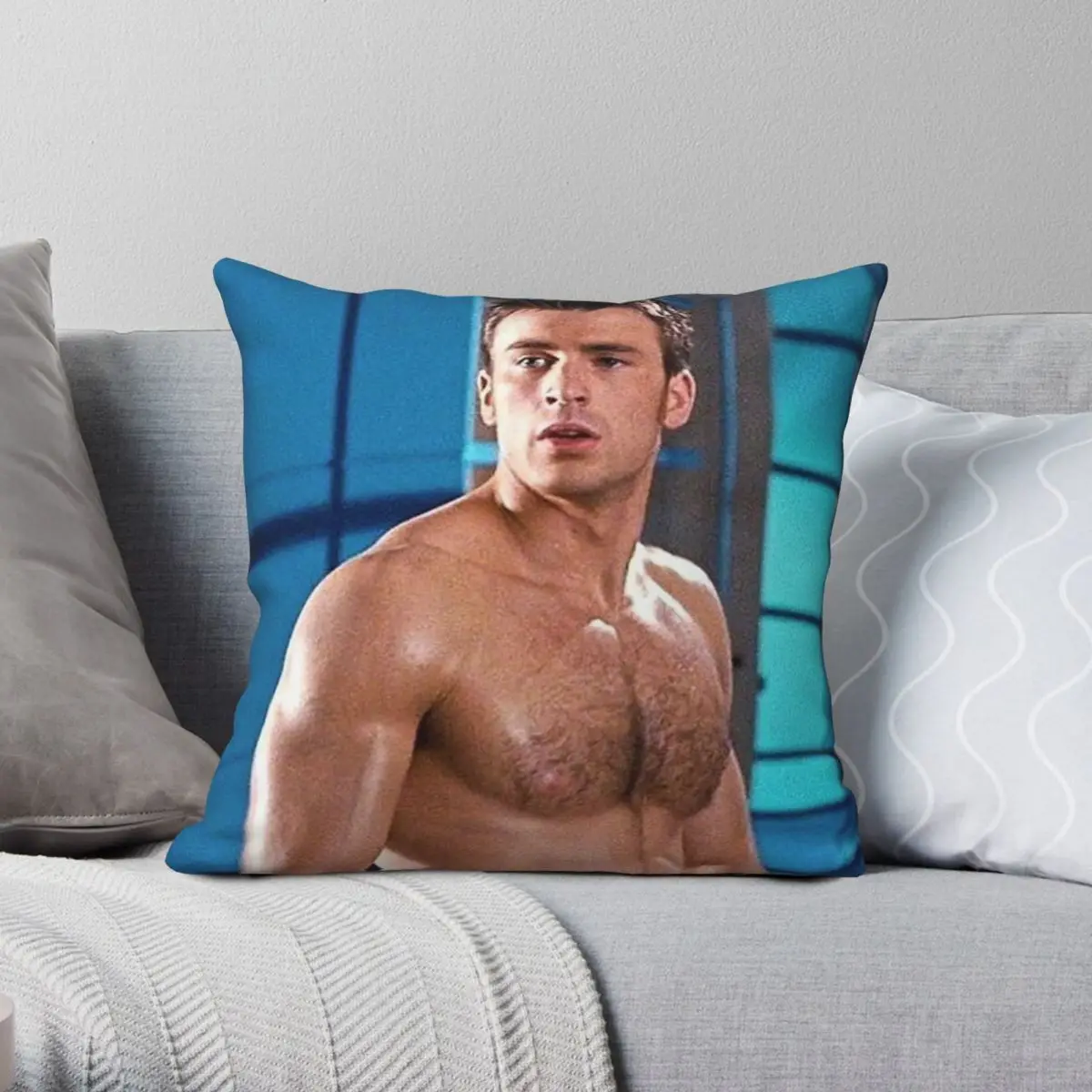 

Chris Evans Sexy Pillowcase Polyester Linen Velvet Creative Zip Decor Pillow Case Sofa Cushion Cover 18"