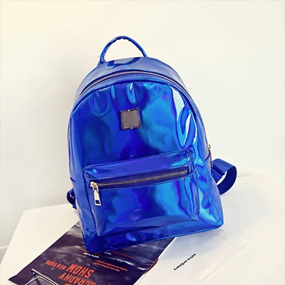 Blue Модный голографический рюкзак в стиле хип-хоп, mochilas feminina, женский рюкзак с серебряным лазером, кожаный рюкзак, школьные сумки zaino - Цвет: Blue