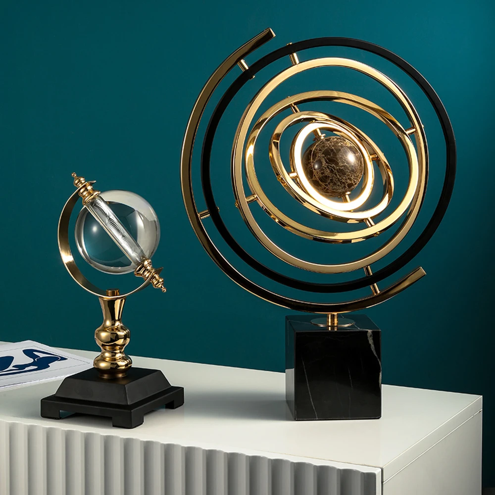 

Creative Metal Crystal Rotary Balance Celestial Globe For Home Decoration Study Room Decor Ornament Office Decorative Craft