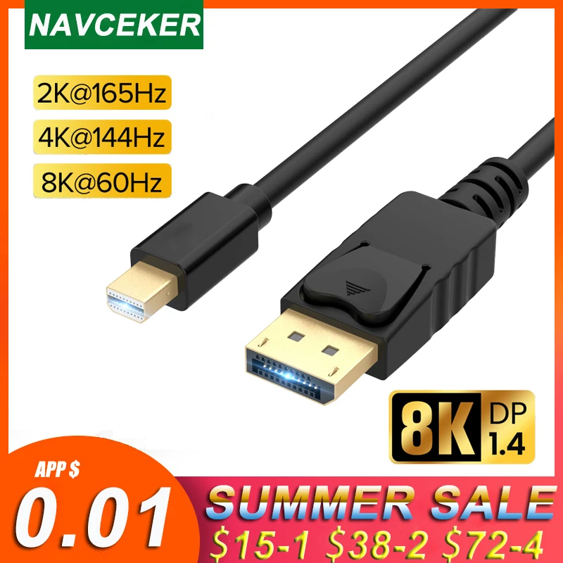 2020 Лучший 4K @ 144Hz DP 1 4 PC кабель Thunderbolt 2K 165Hz Mini to 8K Displayport для MacBook Pro|Кабели VGA| |