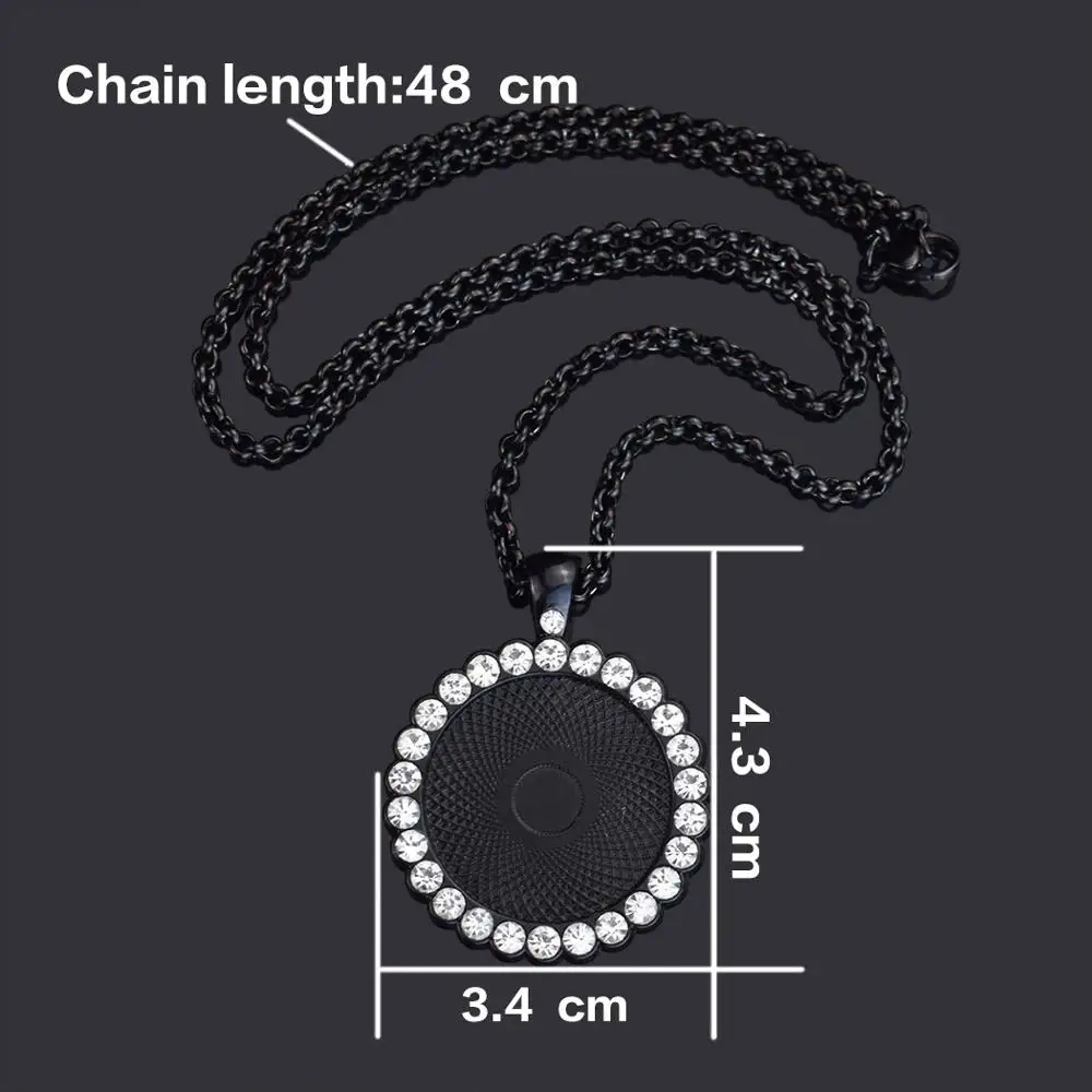 

10PCS/LOT DIY Blank Shiny Crystal Round Keychain Necklace Base Setting Fit 25mm Glass Cabochon Jewelry Making Free Shipping