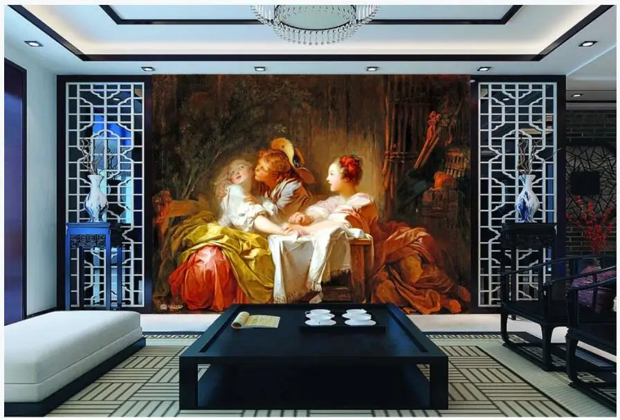 

3d настенная бумага, фото на заказ, европейский стиль, Корт, молодая женщина, гостиная, домашний декор, 3d настенные фрески, обои для стен 3 d