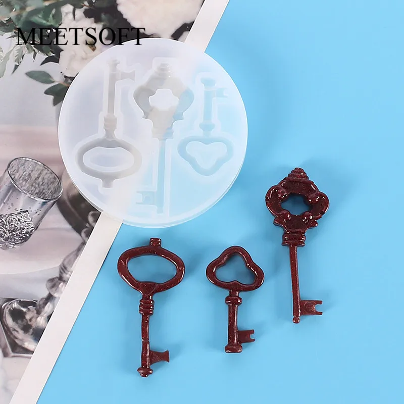 MEETSOFT Винтаж 3 ключа УФ-отверждаемая эпоксидная смола силиконовые формы DIY ручной