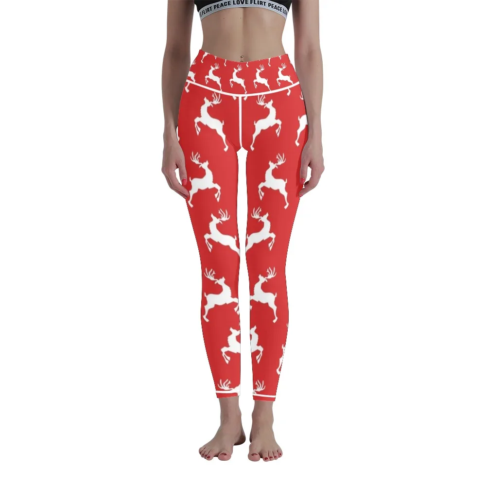 

Christmas High Waist Seamless Breathable 3D Digital Printing Running Fitness Pants Yoga Leggings Nine-point Pants High Quality