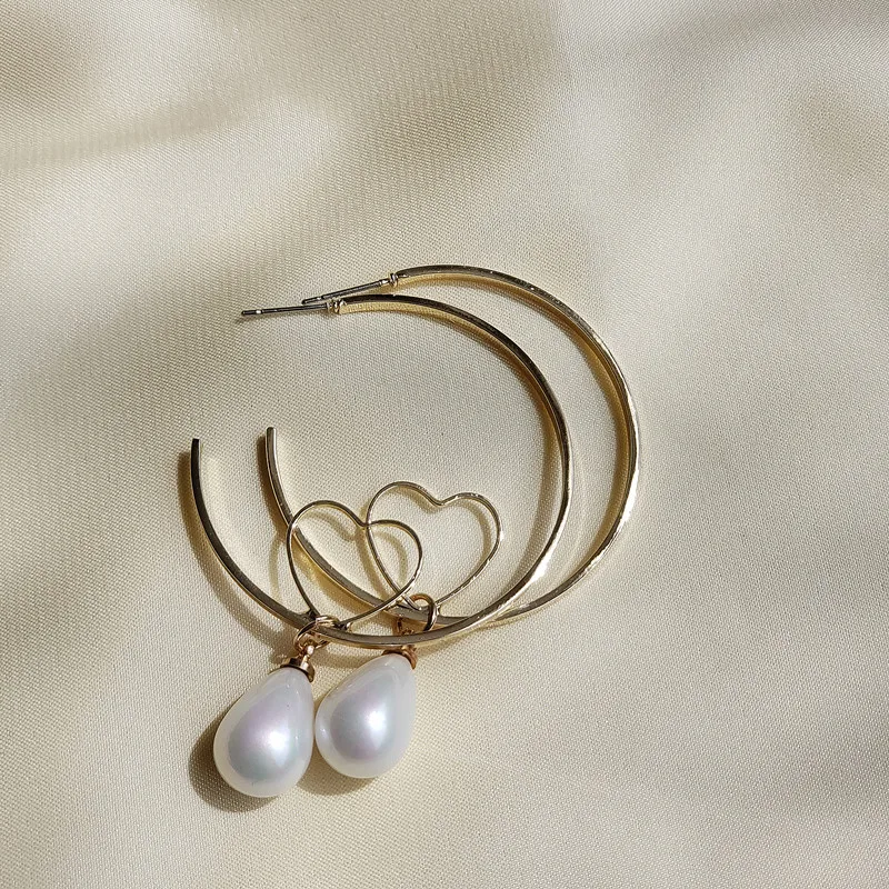 

Fashion exaggerated geometry character pearl earring roundabout ear coil heart-shaped earrings female