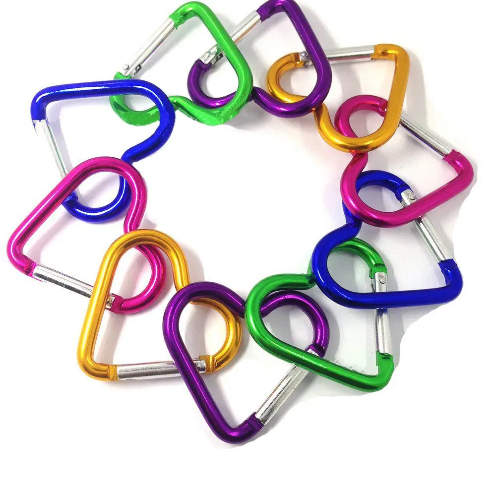 

5Pcs Multicolor Aluminum Alloy Carabiner Heart Round Shaped Keychain Camping Carabiner Lock Hook Buckle Outdoor Climbing Tools