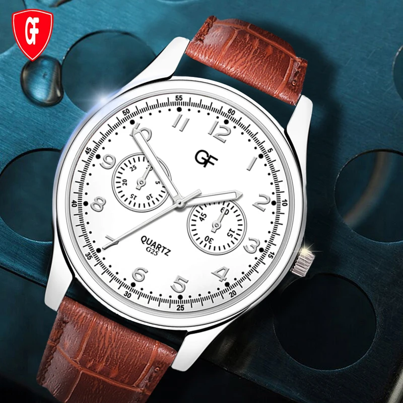 Ретро дизайн деловые кварцевые часы модные светящиеся мужские кожаный ремешок