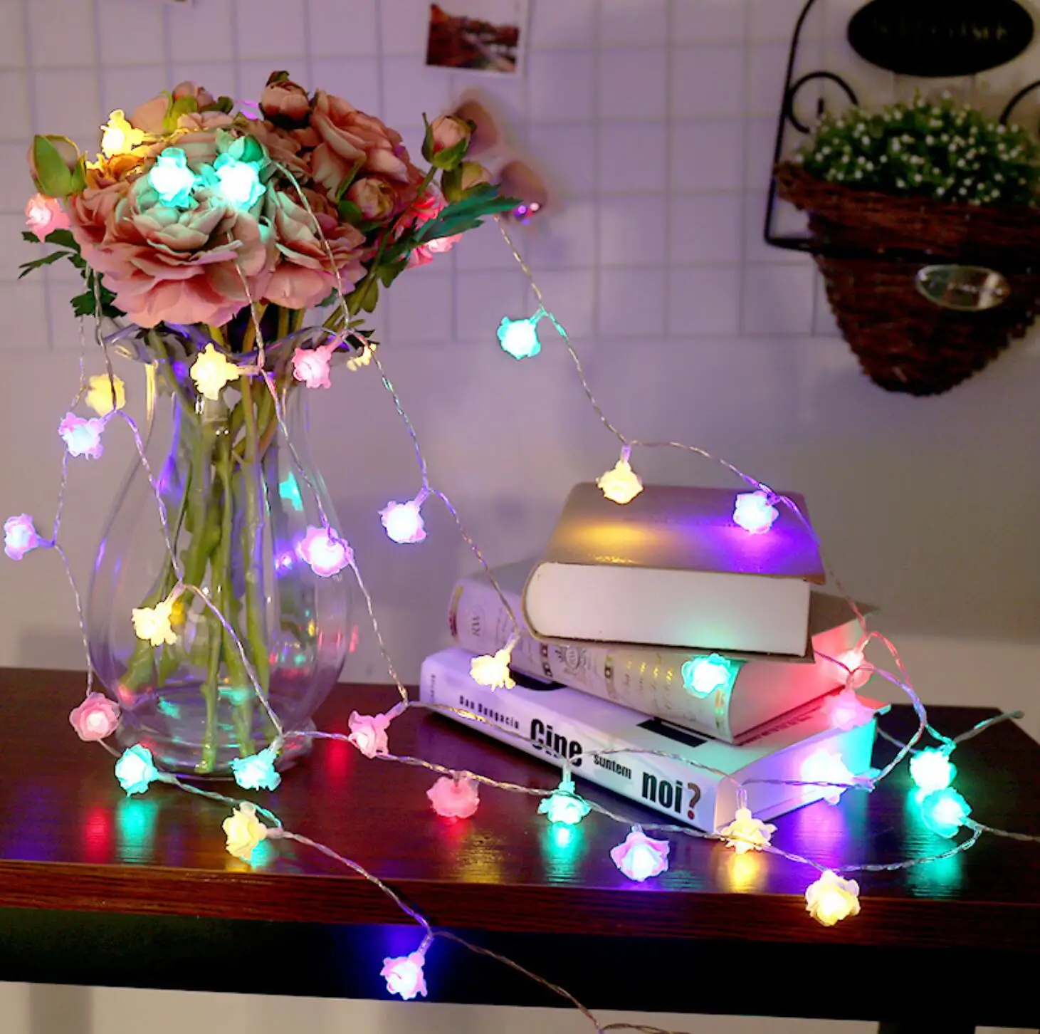 

Led rose lamp string light creative color lamp battery box lamp