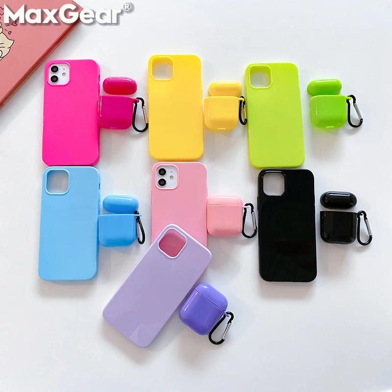 Подходящий чехол для iPhone и Airpods Набор чехлов 11 12 Pro Max Mini XS X XR 7 8 Plus SE 2020 2 мягкий