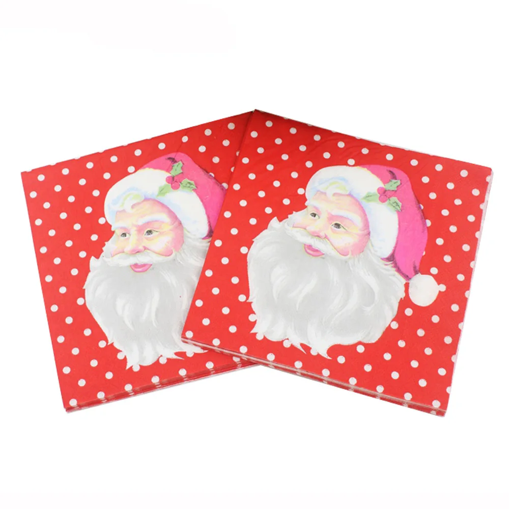 

20pcs Christmas Decoration Happy Birthday Napkin Disposable Tableware Party Tissue Baby Shower Halloween Wedding Easter