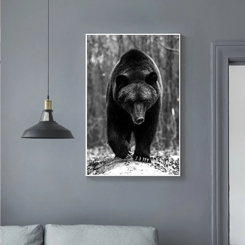 

Animal Wall Art Poster Decoration Black White Elephant Lion Picture Retro Print Canvas Painting Modern Home Room Decor