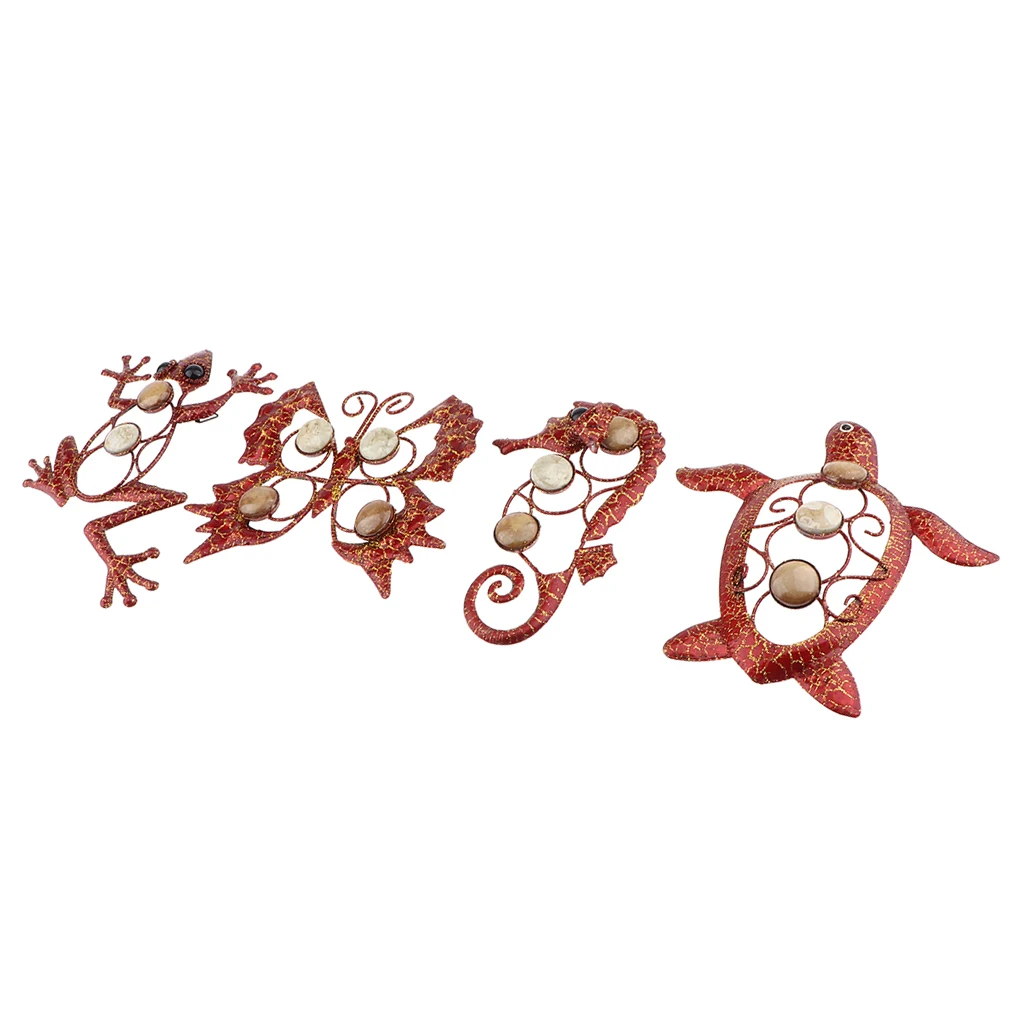 4 шт. садовые 3D металлические животные GECKO настенное художественное украшение