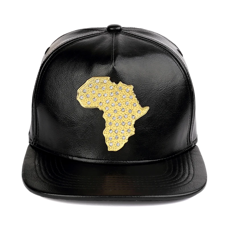Fashion Baseball Caps for Men Africa Map 5 Panel Cap Leather Cool Rap Hats Party Black Drop Shipping Sports Hat Brim Bone