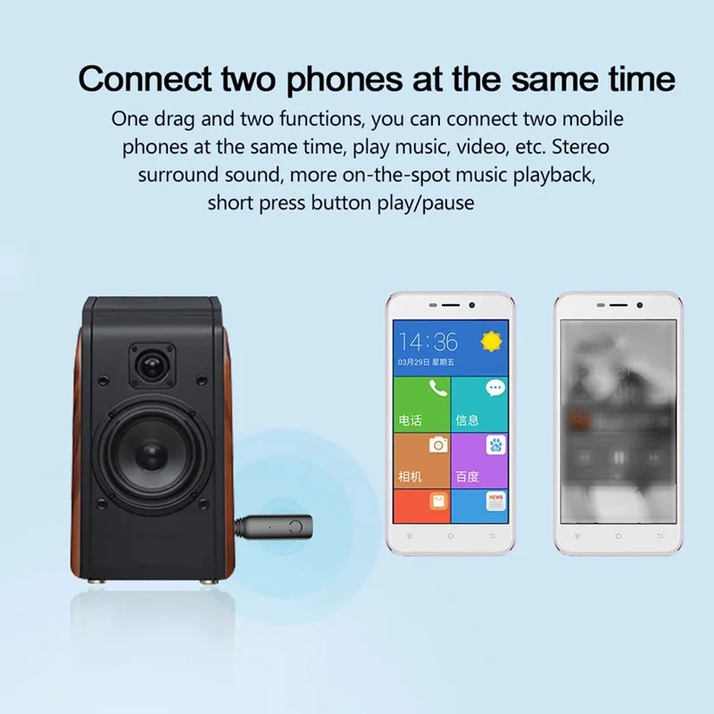 

Wireless Bluetooth Car Receiver 5.0 Adapter 3.5mm Jack Audio Transmitter Handsfree Phone Call AUX Music Receiver for Home TV MP3