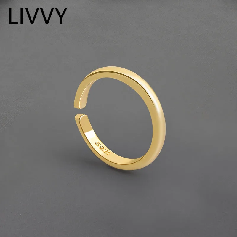 

LIVVY Silver Color Open Gold Color Personality Ring Female Fashion Index Finger Unique High Quality Exquisite Jewelry