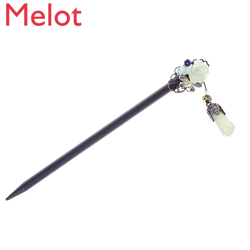 

Заколка для волос для женщин Buyao, деревянная застежка с кисточками и цветами, простая шпилька для волос