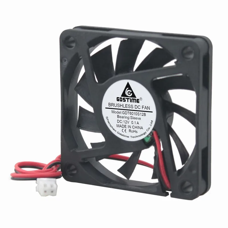 2 шт. Gdstime 2Pin DC 5 в 12 В 24 в 24 вольт 6 см 60x60x10 мм 60 мм двойной шариковый подшипник Бесщеточный вентилятор охлаждения 60 мм x 10 мм кулер