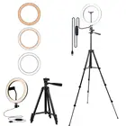 Кольцевая лампа со штативом, светодиодная кольцесветильник лампа для селфи, лампа для съемки, кольцевой телефон светильник для фотосъемки, набор для треноги для камеры