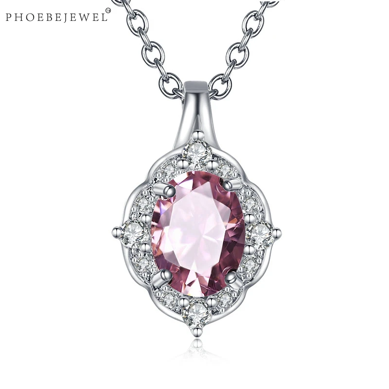 PHOEBEJEWEL винтажное серебряное ожерелье кулон кристалл натуральный CZ камень для