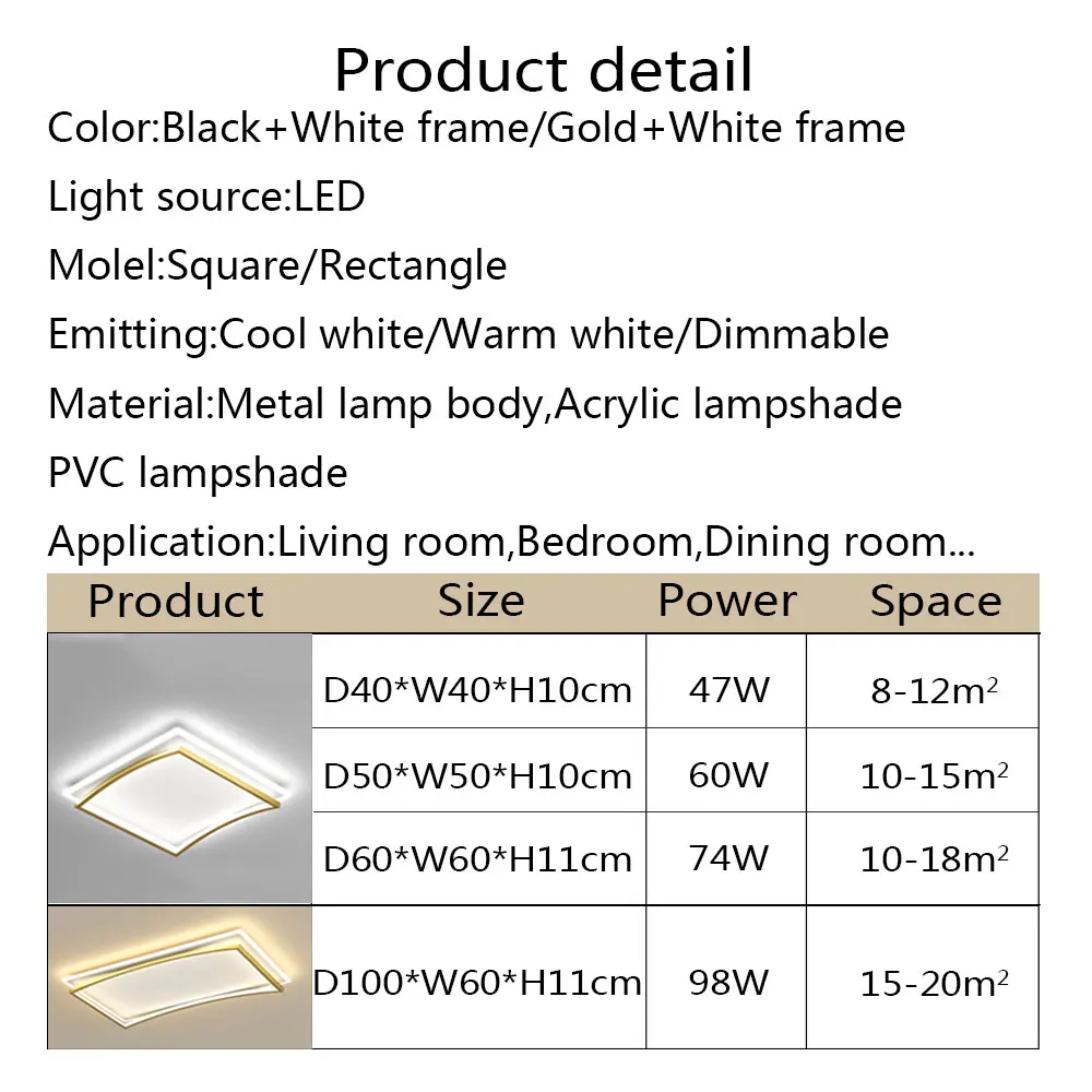 Lámpara LED de techo para sala de estar, dormitorio, comedor, cocina, decoración del hogar, accesorios de iluminación interior, lámparas de techo modernas