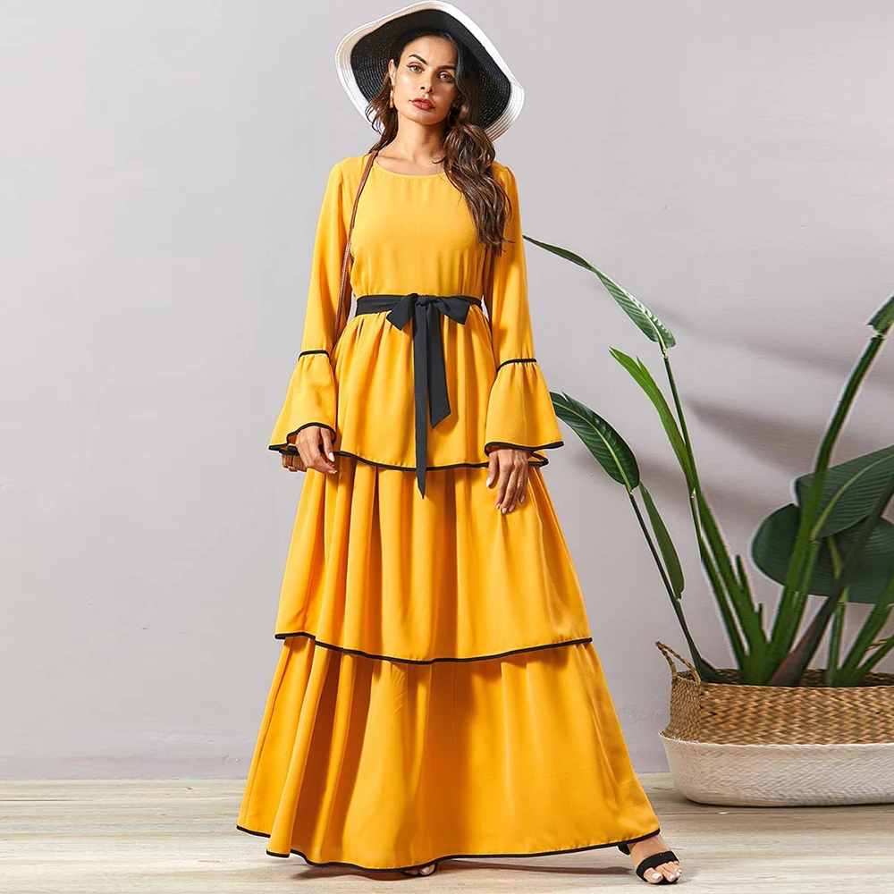 Женское платье с расклешенным рукавом Siskakia многослойное Плиссированное