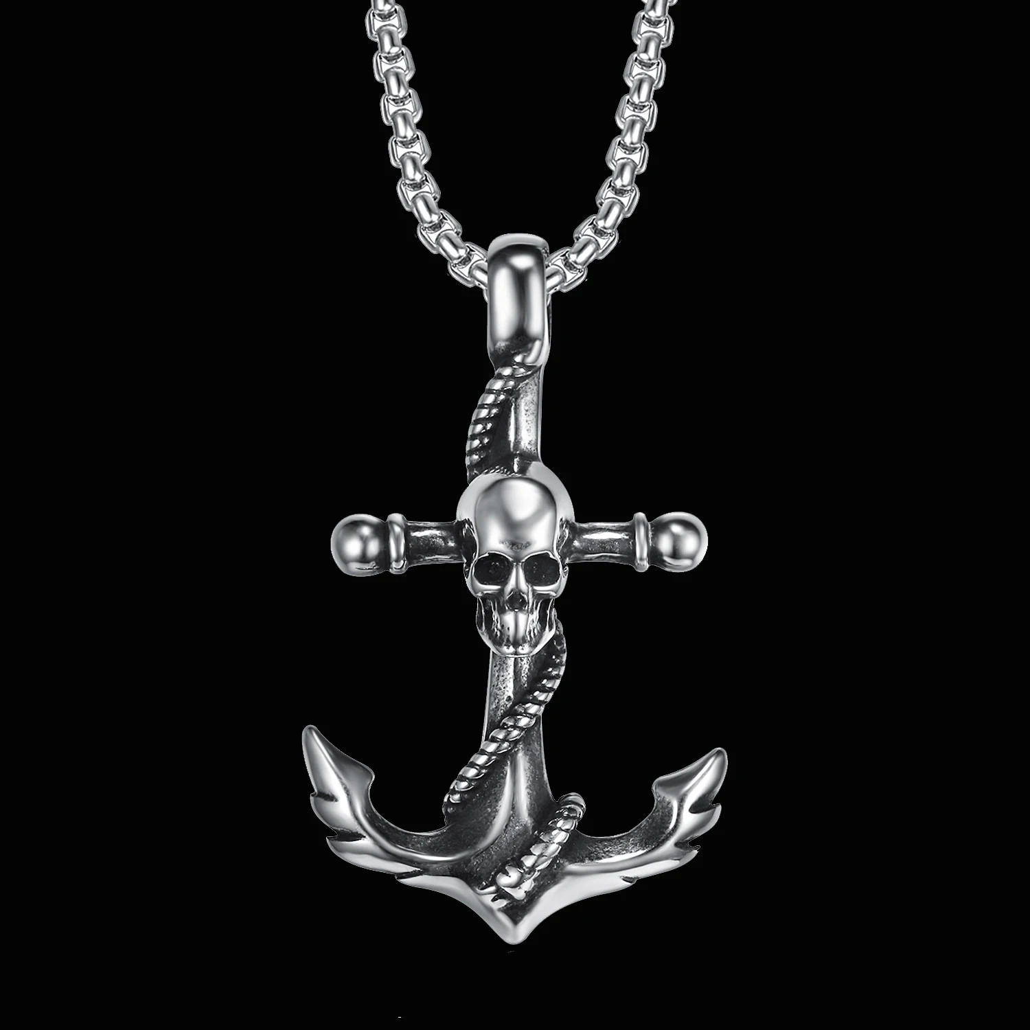 

Trendy Mens Anchor Pendants Vintage 316 Stainless Steel Skull Cross Anchor Signet Pendants Necklaces Jewelry Gifts For Boyfriend