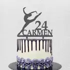 Персонализированный Топпер для торта с именем на заказ, силуэт танцовщицы балерины для гимнастики, дня рождения, гимнастики, топпер для торта
