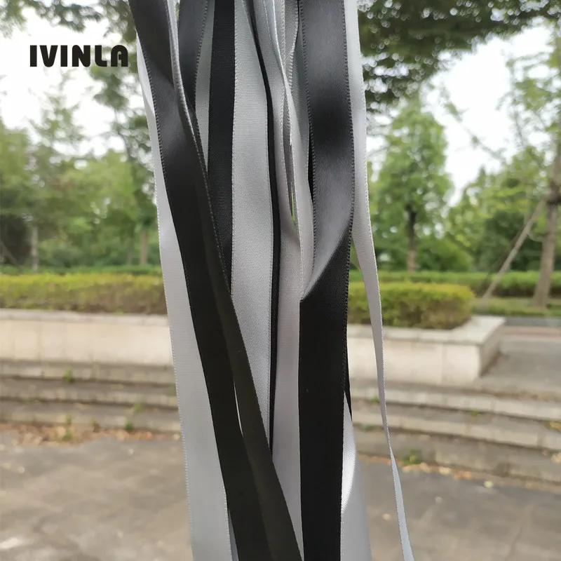 50 шт./лот черно-серые Свадебные Ленточные палочки с серебряными колокольчиками