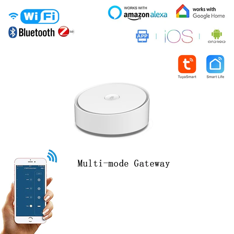 

Multi-mode Gateway WiFi Bluetooth Zigbee Multi-protocol Gateway Tuya/Smart Life APP Remote Control with Alexa Google Home
