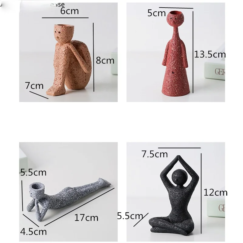 

New Creative Resin Sculpture Crafts Yoga Character Model Living Room Vase Ornaments Home Decoration Accessories Flower Plug
