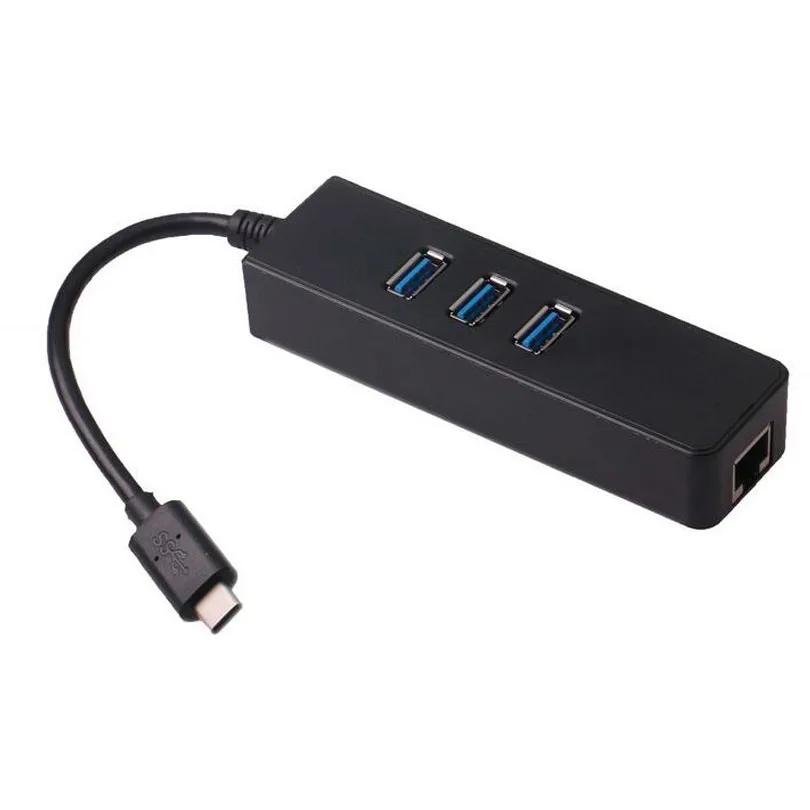 3 порта USB 0 концентратор гигабитный Ethernet адаптер 1 type C к RJ45 1000Mpbs Соединительная
