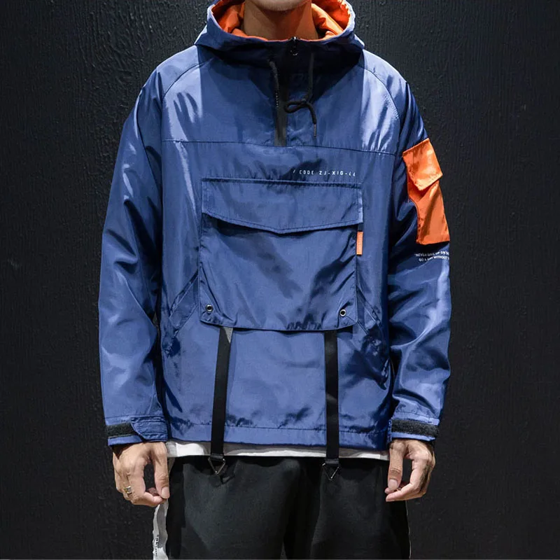 

Куртка ZhuZunZhe Мужская демисезонная с капюшоном, цветная ветровка в стиле пэчворк, Повседневная модная, свободного покроя, в стиле хип-поп, 2021